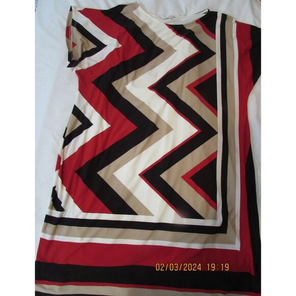 STUDIO ONE NEW YORK DRESS PLUS SIZE 3X GEOMETRIC SHAPE LINED SHORT SLEEVES - Picture 1 of 8